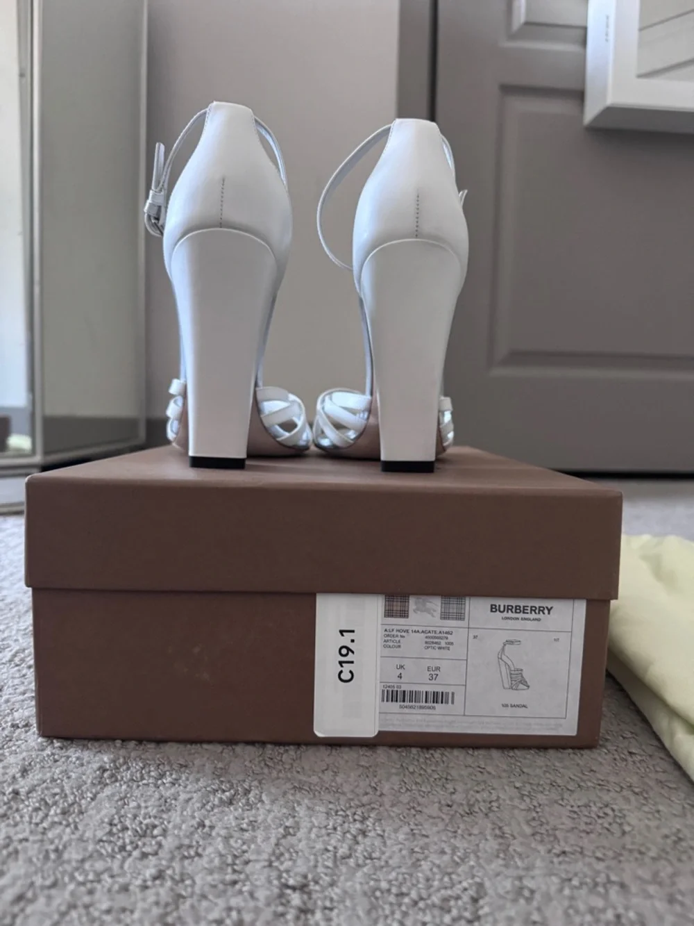 Burberry White Split-Toe Ankle-Strap High Heels - Picture 5 of 8